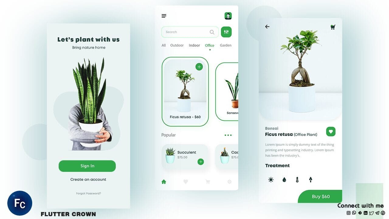 flutter plant app ui design flutter stuff