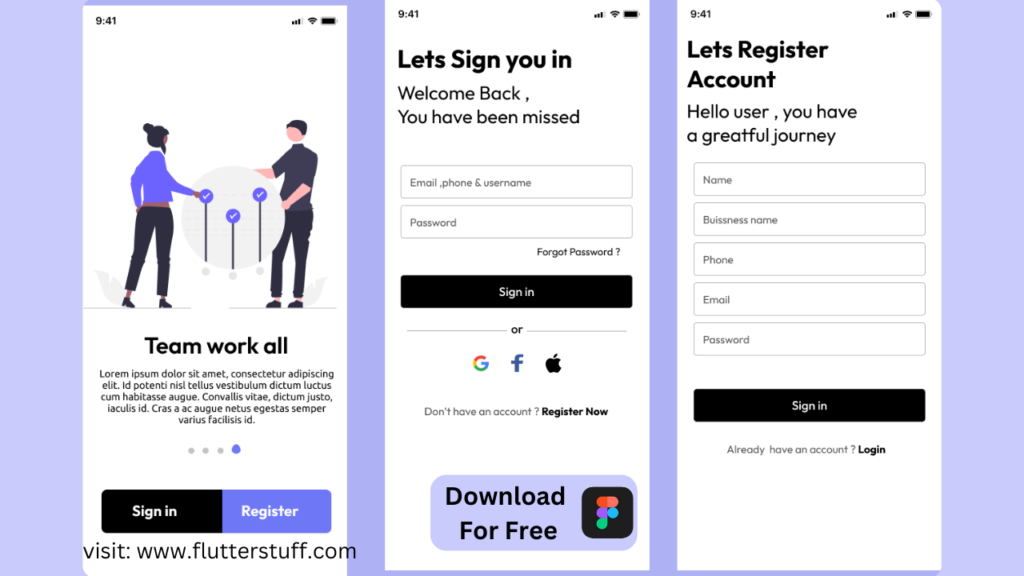 Login signup ui design flutterstuff website
