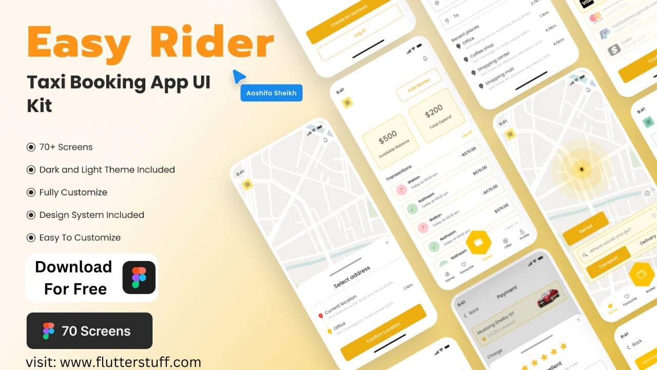 Easy Rider: Taxi Booking App UI Kit in 2025